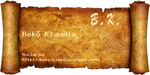 Bekő Klaudia névjegykártya